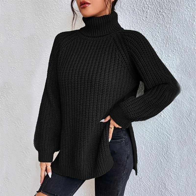 VIVILY | Rollkragenpullover mit Schlitz