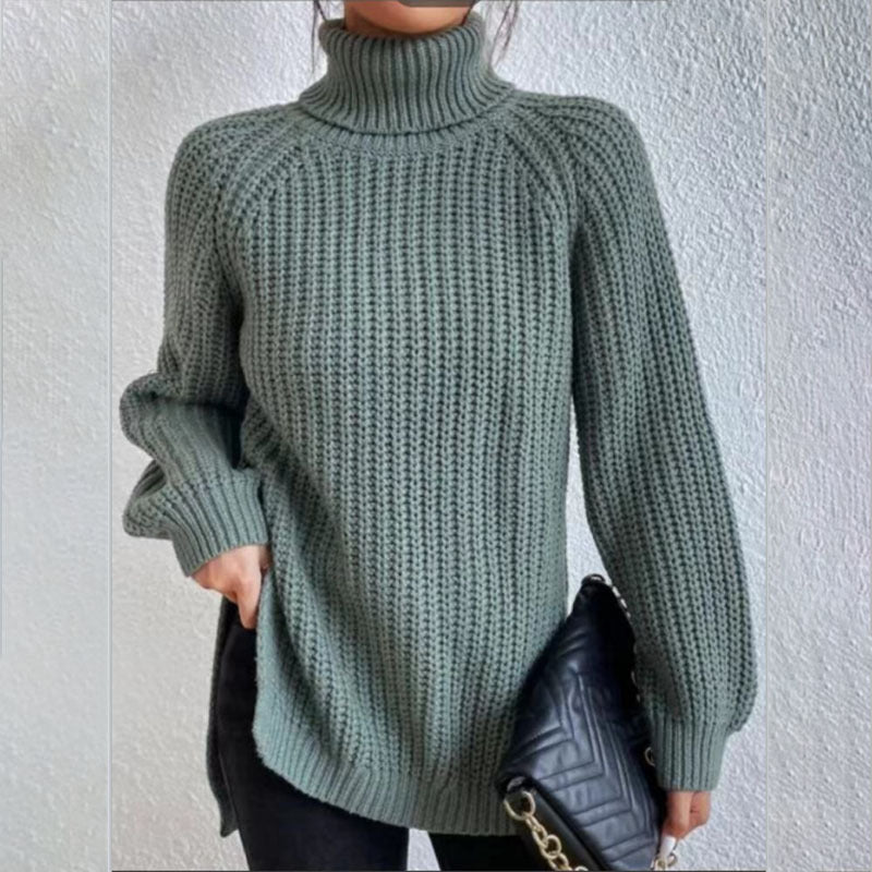 VIVILY | Rollkragenpullover mit Schlitz