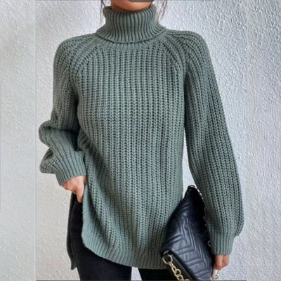 VIVILY | Rollkragenpullover mit Schlitz