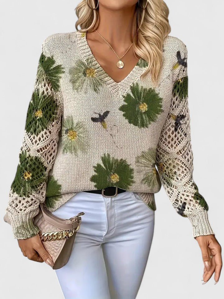 Vivily | Eleganter Pullover mit Blumenmuster