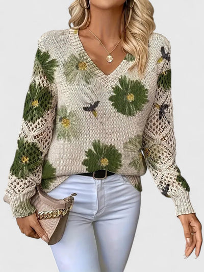 Vivily | Eleganter Pullover mit Blumenmuster