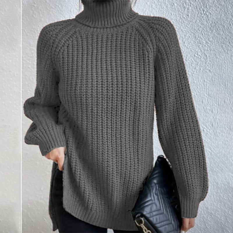 VIVILY | Rollkragenpullover mit Schlitz