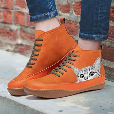 VIVILY | Elegante Lederstiefeletten für Katzenliebhaber