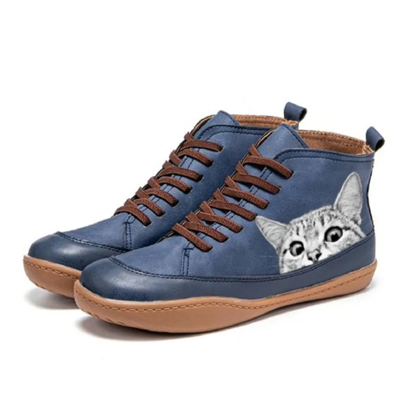 VIVILY | Elegante Lederstiefeletten für Katzenliebhaber