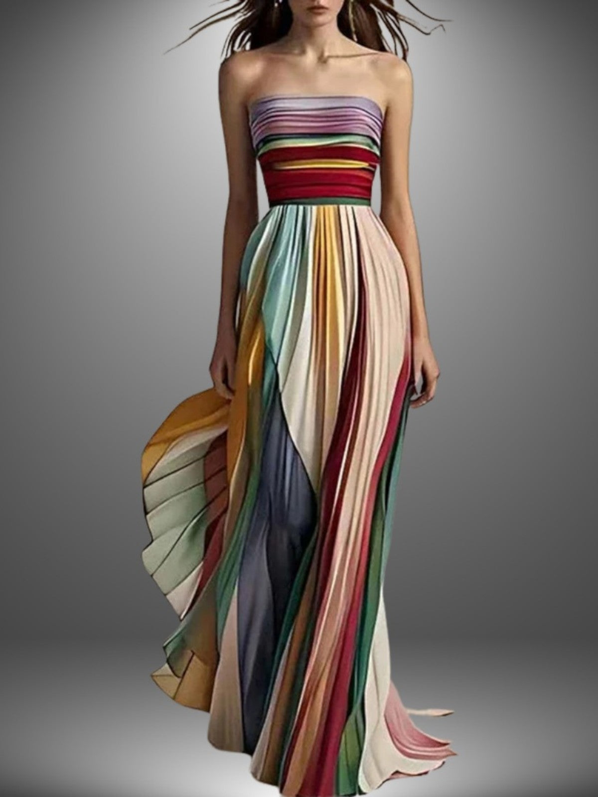 Ilona™ | Maxi Kleid mit bunten Streifen