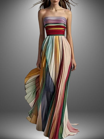 Ilona™ | Maxi Kleid mit bunten Streifen