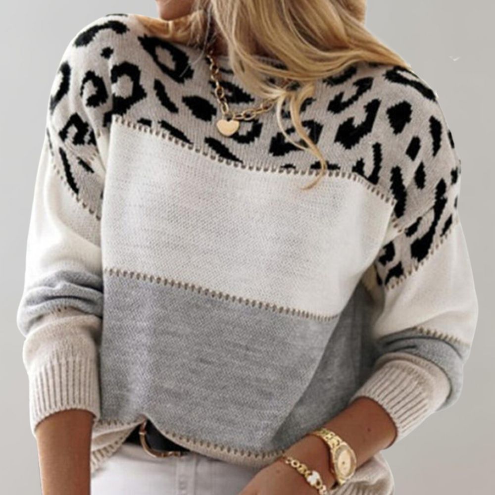 VIVILY | Leoparden-Akzent Strickpullover