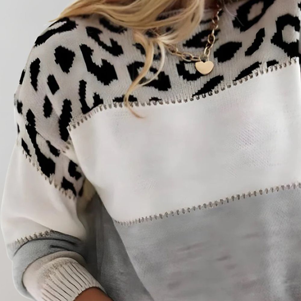 VIVILY | Leoparden-Akzent Strickpullover