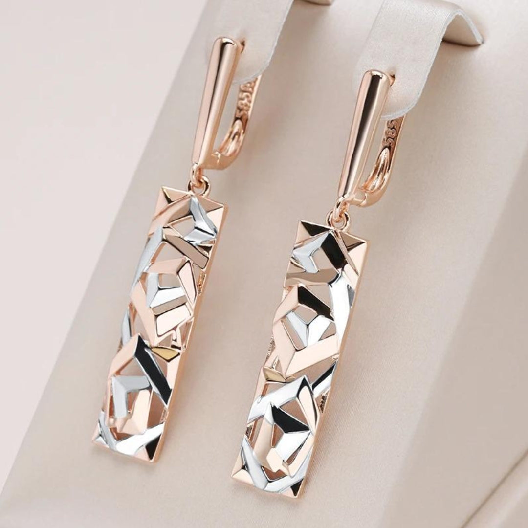 VIVILY | Elegante Rechteckige Ohrringe aus Gold und Silber