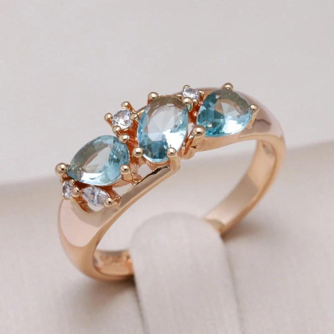 VIVILY | Eleganter Gold Vintage Ring in Blau