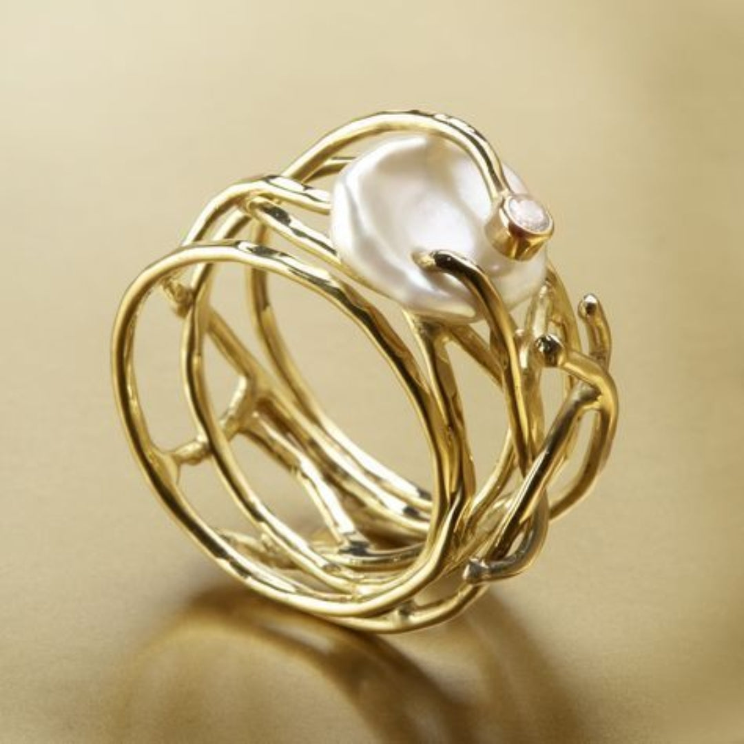 Eleganter Goldperlenring