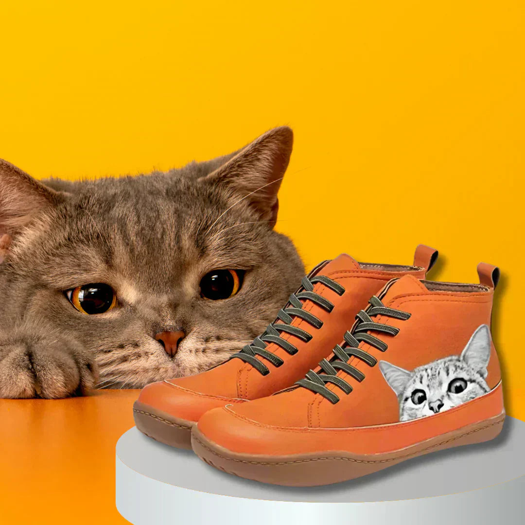 VIVILY | Elegante Lederstiefeletten für Katzenliebhaber