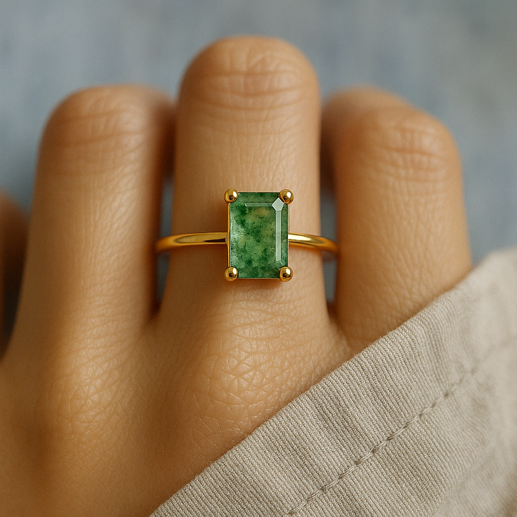 VIVILY | Natürlicher Moosachat Ring