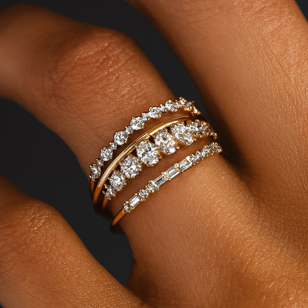VIVILY | Vintage Gold-Zirkonia-Ring-Set