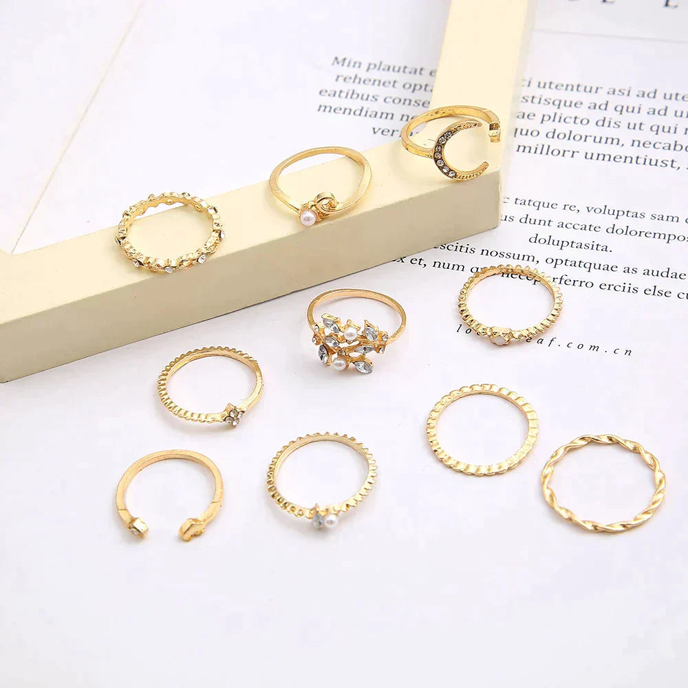 VIVILY | Set aus 10 eleganten Boho-Ringen für einen raffinierten Look