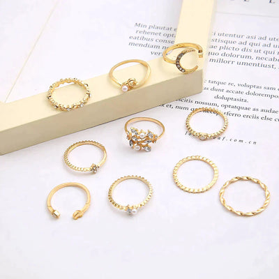 VIVILY | Set aus 10 eleganten Boho-Ringen für einen raffinierten Look