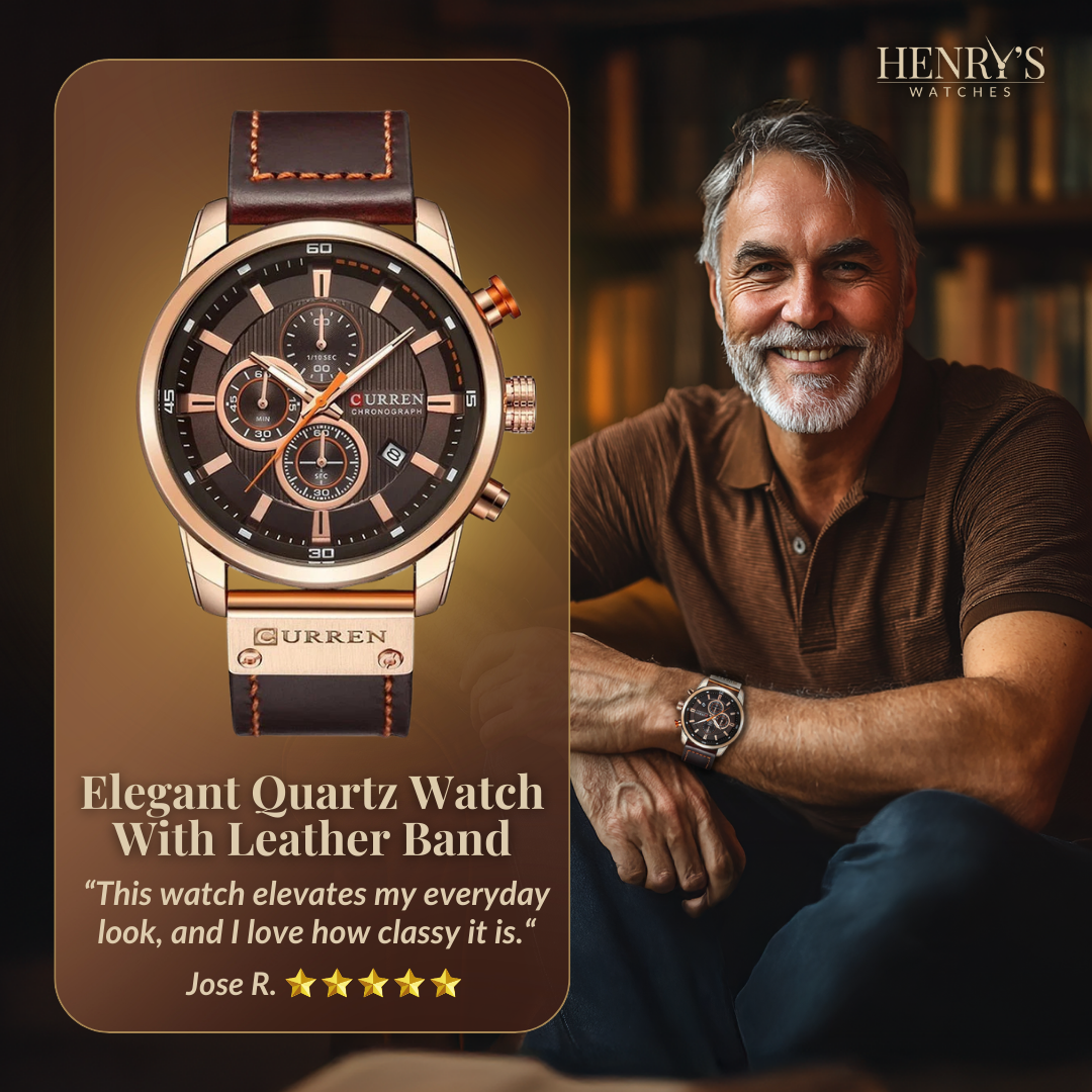 Elegante Quarzuhr mit Lederarmband™ von VIVILY