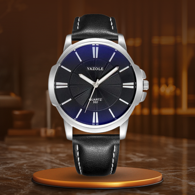 Luxuriöse Blaues Glas Lederuhr™ - VIVILY