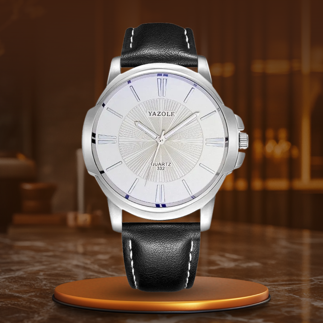 Luxuriöse Blaues Glas Lederuhr™ - VIVILY