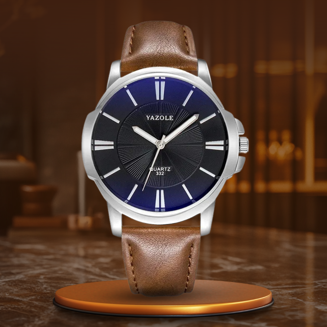 Luxuriöse Blaues Glas Lederuhr™ - VIVILY