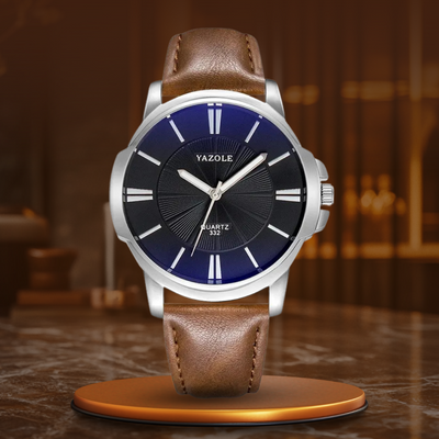 Luxuriöse Blaues Glas Lederuhr™ - VIVILY