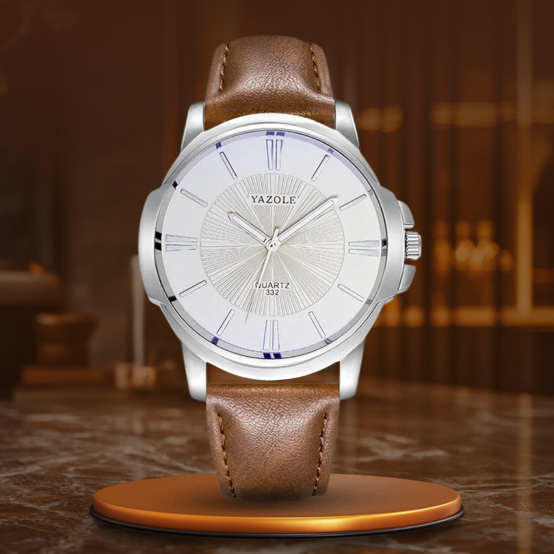 Luxuriöse Blaues Glas Lederuhr™ - VIVILY