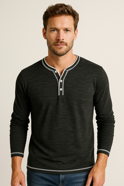 Vivily | Herren Langarmshirt mit V-Ausschnitt