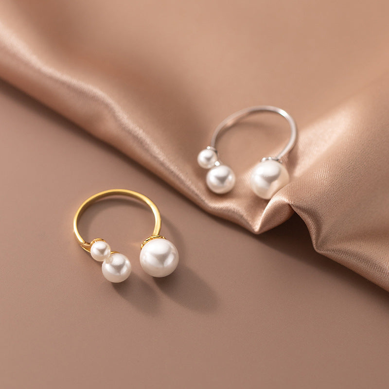 VIVILY | Eleganter Verstellbarer Dreiring mit Süßwasserperlen