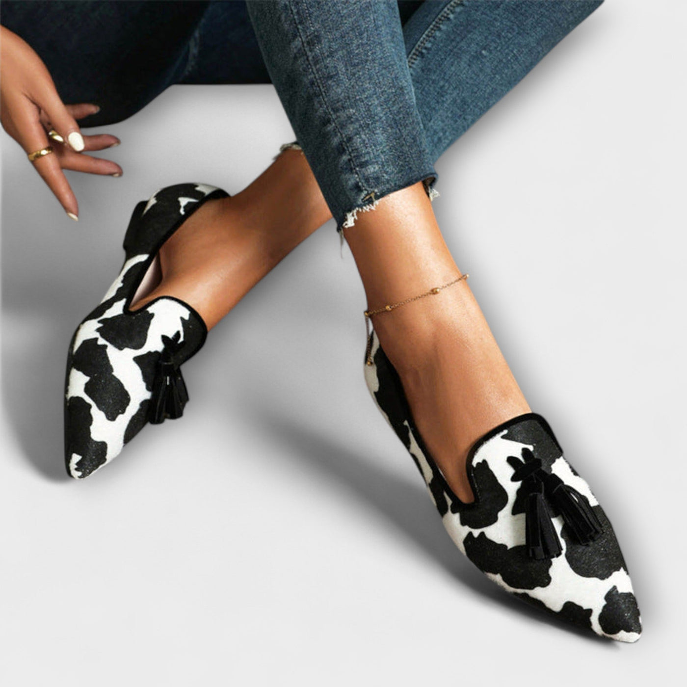 Ottilia – Elegante Mokassins mit Quasten und Animal-Print