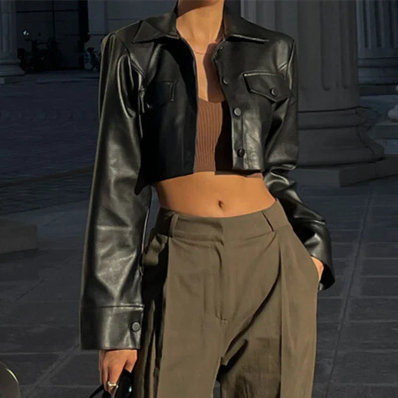 Vivily Elegante Kunstlederjacke
