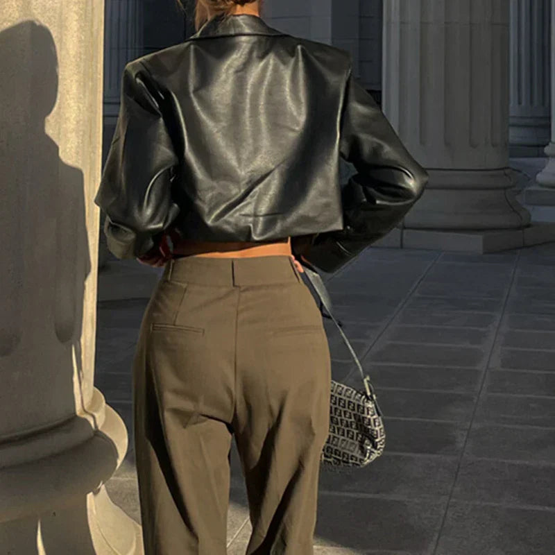 Vivily Elegante Kunstlederjacke