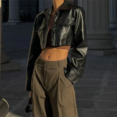 Vivily Elegante Kunstlederjacke