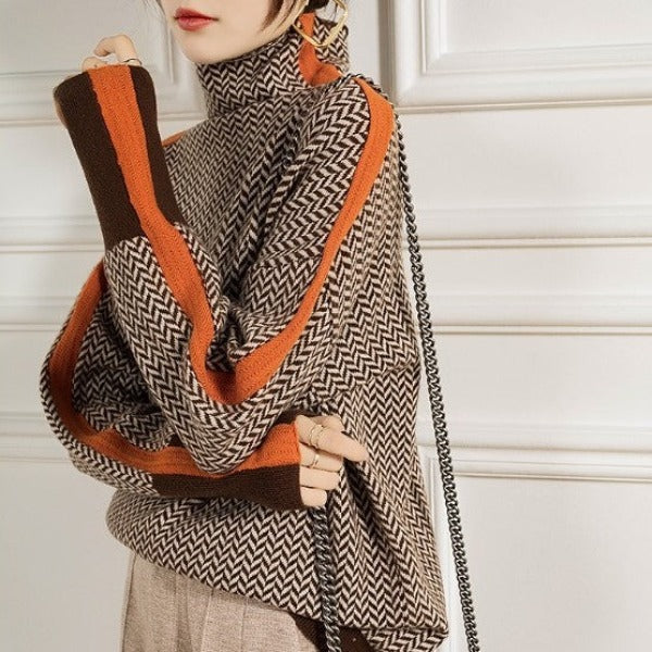 VIVILY | Herringbone Luxe Rollkragenpullover