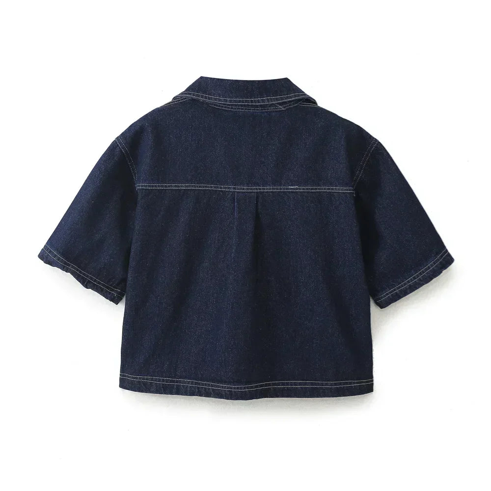 VIVILY | V-Ausschnitt Denim Set