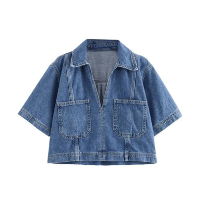 VIVILY | V-Ausschnitt Denim Set