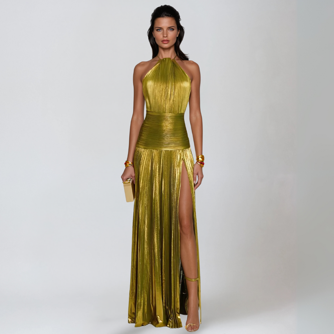 Helena™ | Elegantes Metallic-Maxikleid