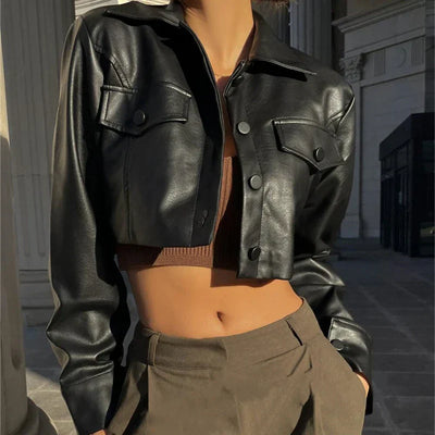 Vivily Elegante Kunstlederjacke