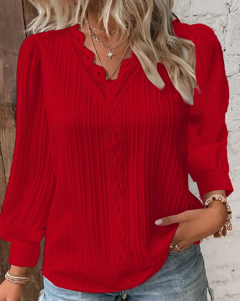 VIVILY | Pull Col V Festonné