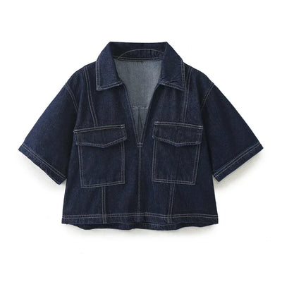 VIVILY | V-Ausschnitt Denim Set