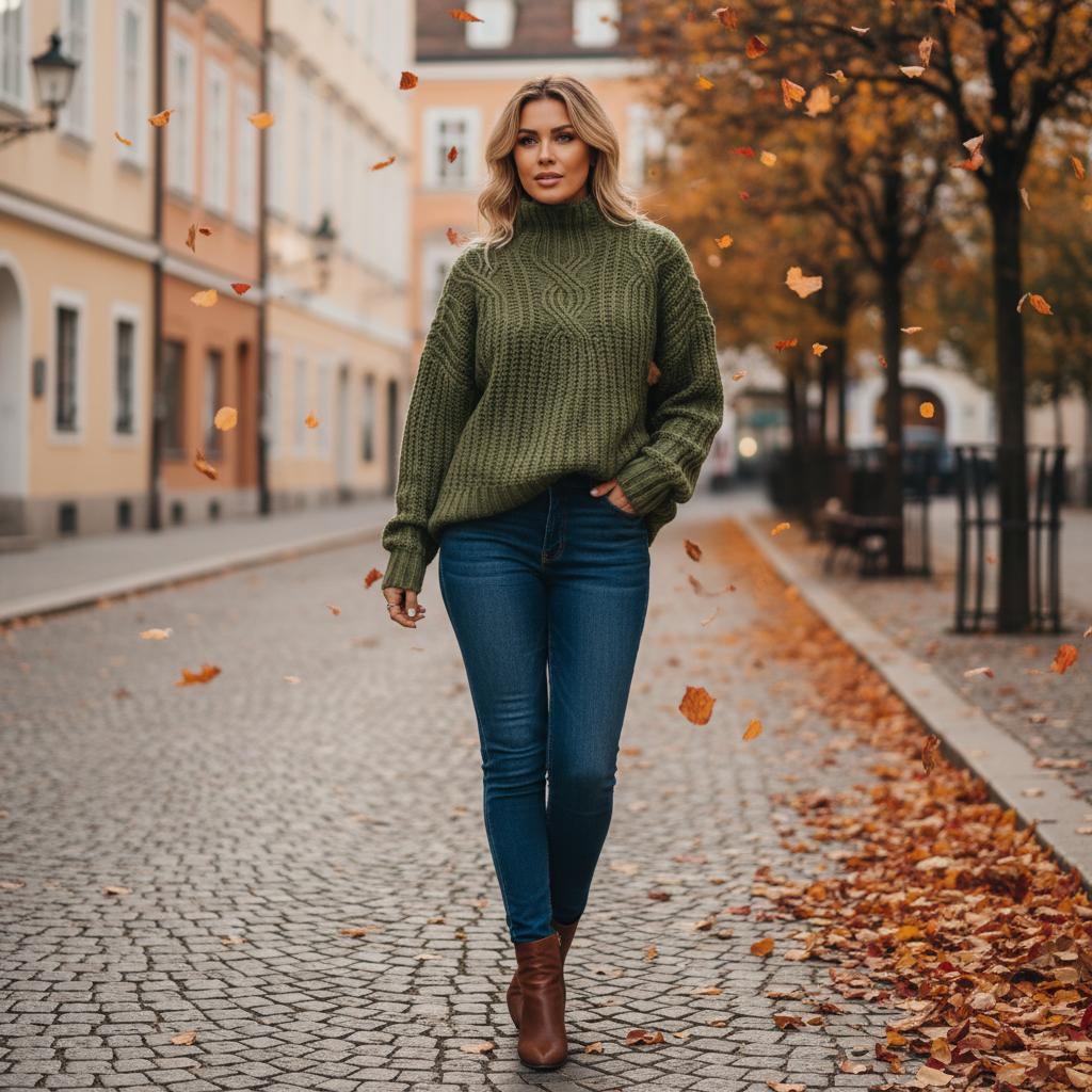 Vivily | Bequemer Strickpullover im Zopfmuster