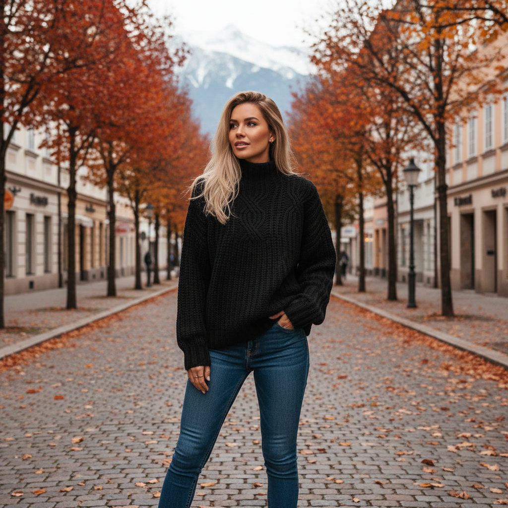 Vivily | Bequemer Strickpullover im Zopfmuster