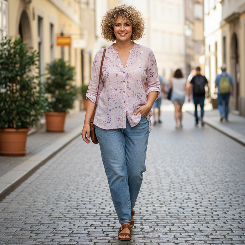 Vivily | Vintage Bluse mit Blattdruck