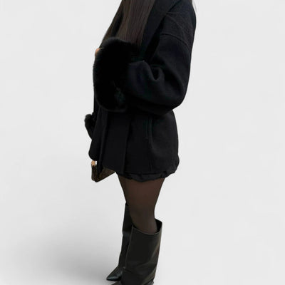 VIVILY | Eleganter Wollmantel mit Details aus Kunstpelz