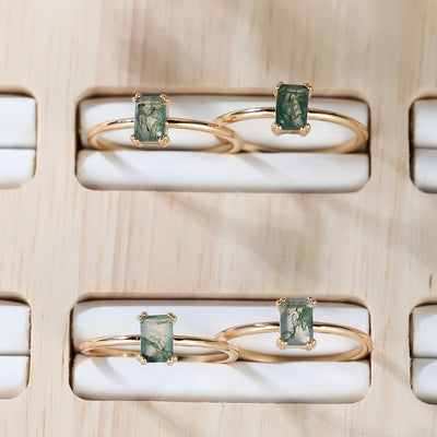 VIVILY | Natürlicher Moosachat Ring