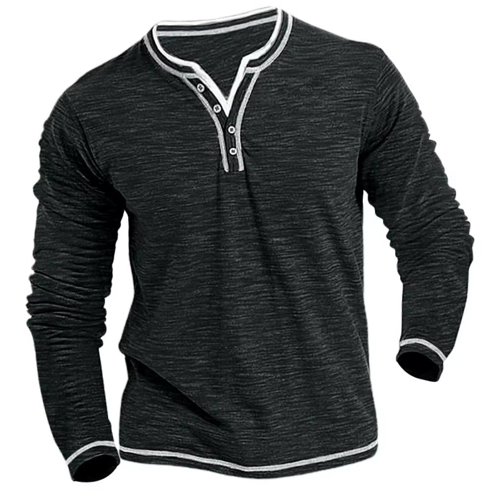 Vivily | Herren Langarmshirt mit V-Ausschnitt
