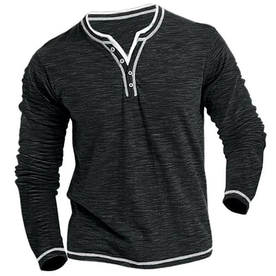 Vivily | Herren Langarmshirt mit V-Ausschnitt