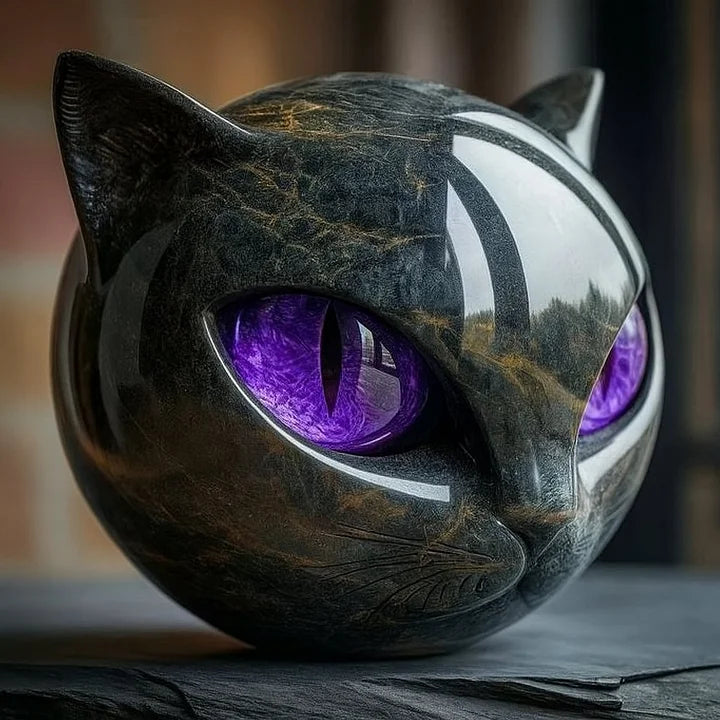 Elara™ | Skulptur Schwarzer Katzenkopf