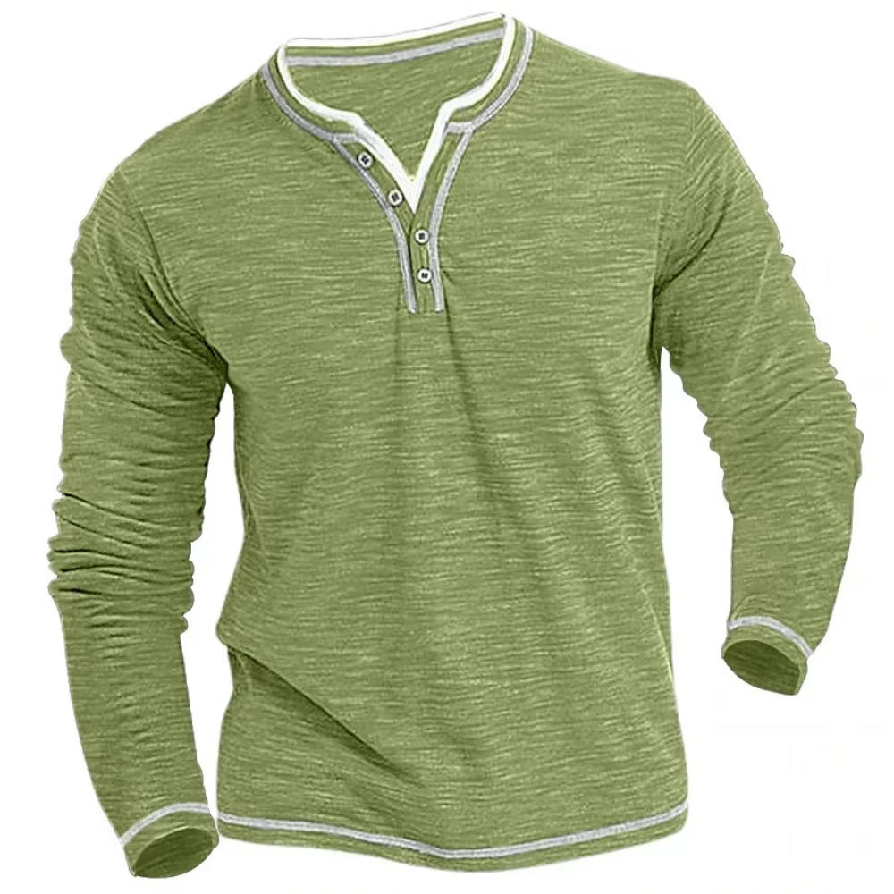 Vivily | Herren Langarmshirt mit V-Ausschnitt