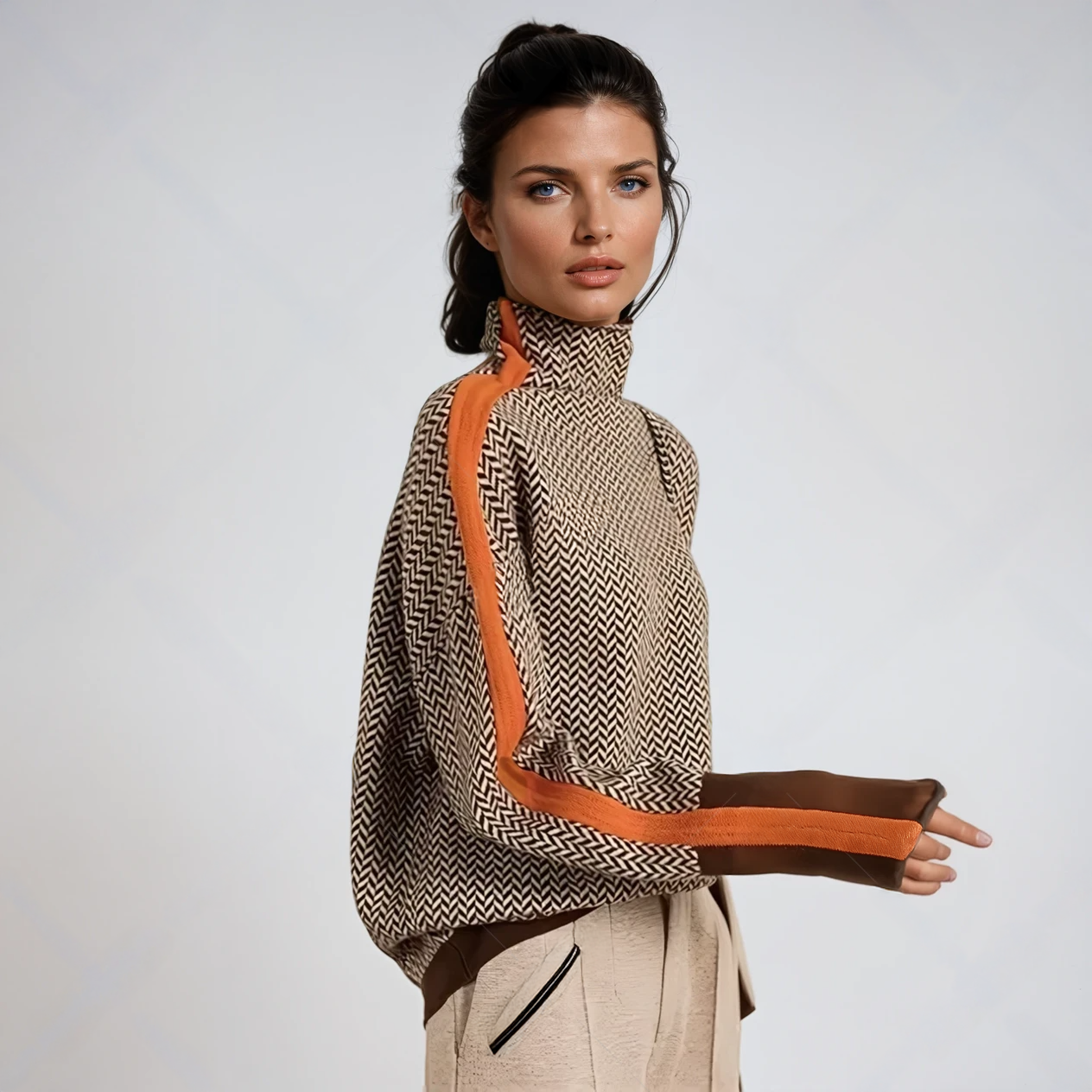 VIVILY | Stehkragen Streifen Couture
