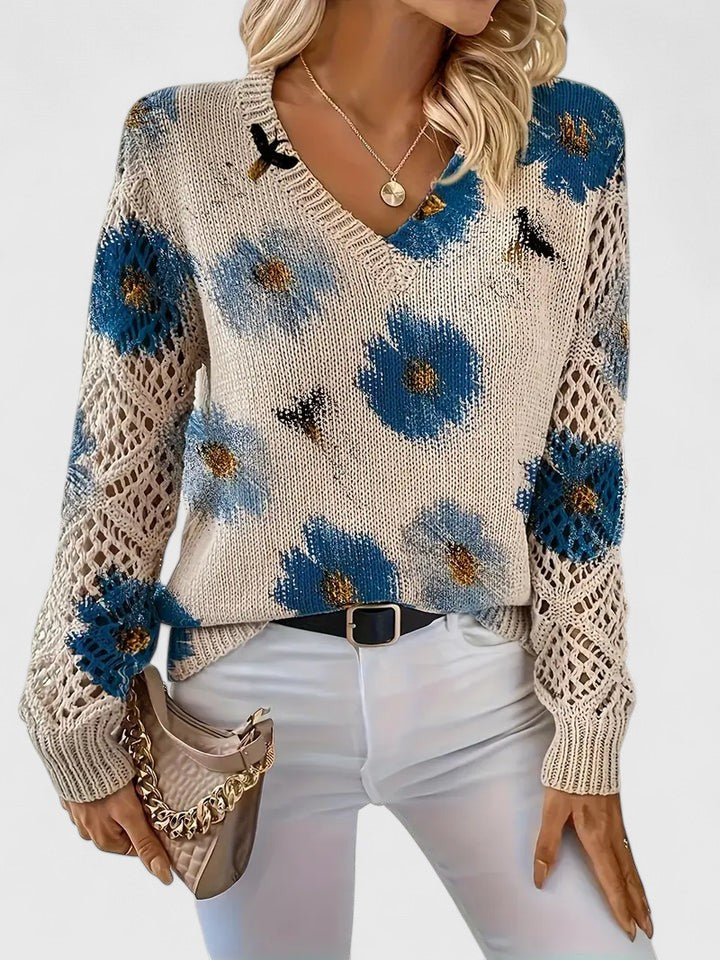 Vivily | Eleganter Pullover mit Blumenmuster